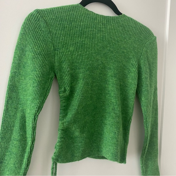 Zara Green Peek A Boo Side Cinch Sweater Size S NWT - Picture 2 of 4